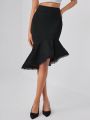 ChaKiva Latrell Luxe Collection Guipure Lace Trim Mermaid Hem Skirt