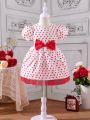 SHEIN Kids Nujoom Little Girl's Love Printed Puff Sleeve Dress