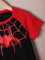 Toddler Boys' Spider Print Raglan Short Sleeve Top And Shorts Set