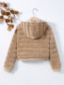 Tween Girl 1pc Hooded Fuzzy Coat