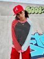 Street Sport Women's Striped Raglan Sleeve Sweatshirt For Sports