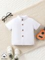 SHEIN Baby Boy Mock Neck Button Placket Shirt