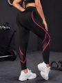 Contrast Mesh Insert Sports Leggings