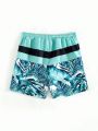 Boys' Tropical Print Swim Trunks For Kids