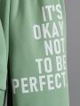 SHEIN Kids HYPEME Young Boy Slogan Graphic Thermal Lined Sweatshirt & Sweatpants & Bag