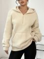 Solid Color Hooded Fleece Sweatshirt