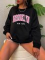 Plus Letter Graphic Drop Shoulder Sweatshirt