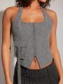 Luxe Flap Pocket Buckle Back Halter Top