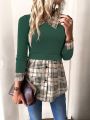 SHEIN Unity Plaid Print 2 In 1 Tee