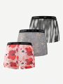 3pcs/set Men's Boxer Briefs With Letter Print Waistband