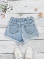 Toddler Girls' Distressed Frayed Hem Denim Shorts