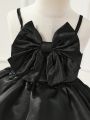 SHEIN Baby Girl's Elegant & Romantic & Vintage & Gorgeous 3d Bowknot Mesh Strap Dress, Perfect For Parties In Spring And Summer