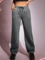 SHEIN ICON Solid Drawstring Waist Slant Pocket Sweatpants