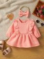 Baby Girl Solid Color Ruffle Hem Dress