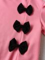 Tween Girls' Bow Decorated Sweatshirt And Joggers Two Pieces Set