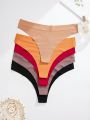 5pcs/Pack Ladies' Solid Color Thong