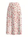 EDUVISMO ART Women'S Full Print High Slit Skirt