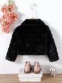 SHEIN Kids FANZEY Young Girl 1pc Flannelette Zip Up Fuzzy Jacket