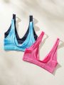 3pcs Solid Ribbed Knit Bralette