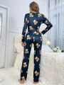 Cute Bear Pattern Printed Jumpsuit