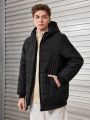 SHEIN Teen Boy Slant Pocket Zip Up Hooded Puffer Coat