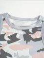 Ladies' Camouflage Patterned Round Neck Vest