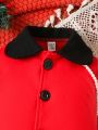 Baby Girl Contrast Collar Flounce Sleeve Ruffle Hem Overcoat & Hat