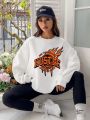 9over10Studios Letter Graphic Drop Shoulder Sweatshirt