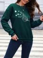 Feather Print Drop Shoulder Sweatshirt