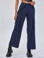 KADRDN High Waist Fold Pleated Detail Straight Leg Pants