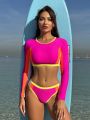 SHEIN Swim SPRTY Colorblock Two-piece Swimsuit Set