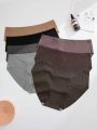 7pcs/Set Plus Size Solid Color Triangle Panties