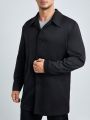 SHEIN Extended Sizes Men Plus Solid Button Front Coat