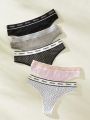 5pack Letter Tape Waist Thong