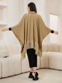 SHEIN Mulvari Women's Tassel Hem Batwing Sleeve Cape Jacket