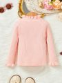 Baby Girls' Solid Color Ruffle Edge Half-high Collar Sweater