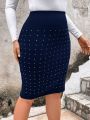 SHEIN LUNE Plus Rhinestone Pencil Skirt