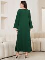 SHEIN Najma Women's Green V-neck Arab Long Dress