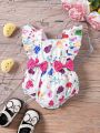 Baby Girls' Lovely Cartoon Printed Bodysuit For Summer