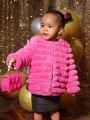 SHEIN Baby Girl Solid Open Front Fuzzy Coat