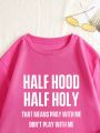 Plus Slogan Graphic Thermal Lined Sweatshirt