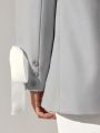 Oxana Women'S Slightly Oversized Grey Blazer With  Bows On The Sleeves