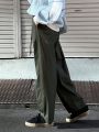 FRIFUL Solid Color Slant Pocket Long Pants