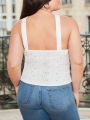 SHEIN Frenchy Plus Size Vacation Knitted Jacquard Solid Twist Camisole Summer Top