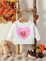 Baby Girl Dog & Heart Print Sweatshirt