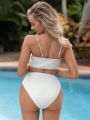 SHEIN Leisure Women's Plain Color Swimsuit Set