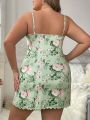 Plus Size Mini Floral Printed Cami Slip Dress