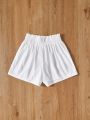 SHEIN Kids SUNSHNE Teenage Girls' Woven Solid Color Loose Casual Vacation Shorts