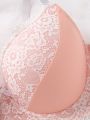 Plus Size Women's Lace Patchwork Bra With Underwire