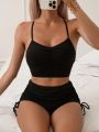 SHEIN Swim Classy Women's Simple Solid Color Vest Strap Bikini